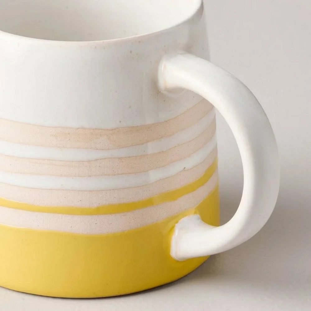 Hearth & Hand Magnolia Coffee Mug Cup Yellow White Stripe Summer Collection - Picture 3 of 4